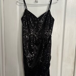 Speechless Black Sequin Strapless Slip Dress